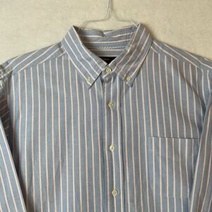Cremieux Classics Oxford Shirt Mens L Blue Pink Stripe Long Sleeve Button Down
